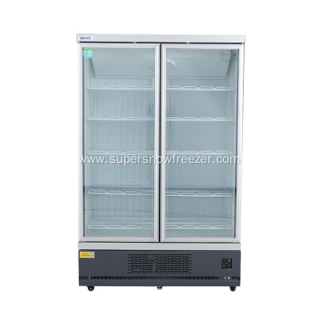 Upright two glass door freezer cabinet